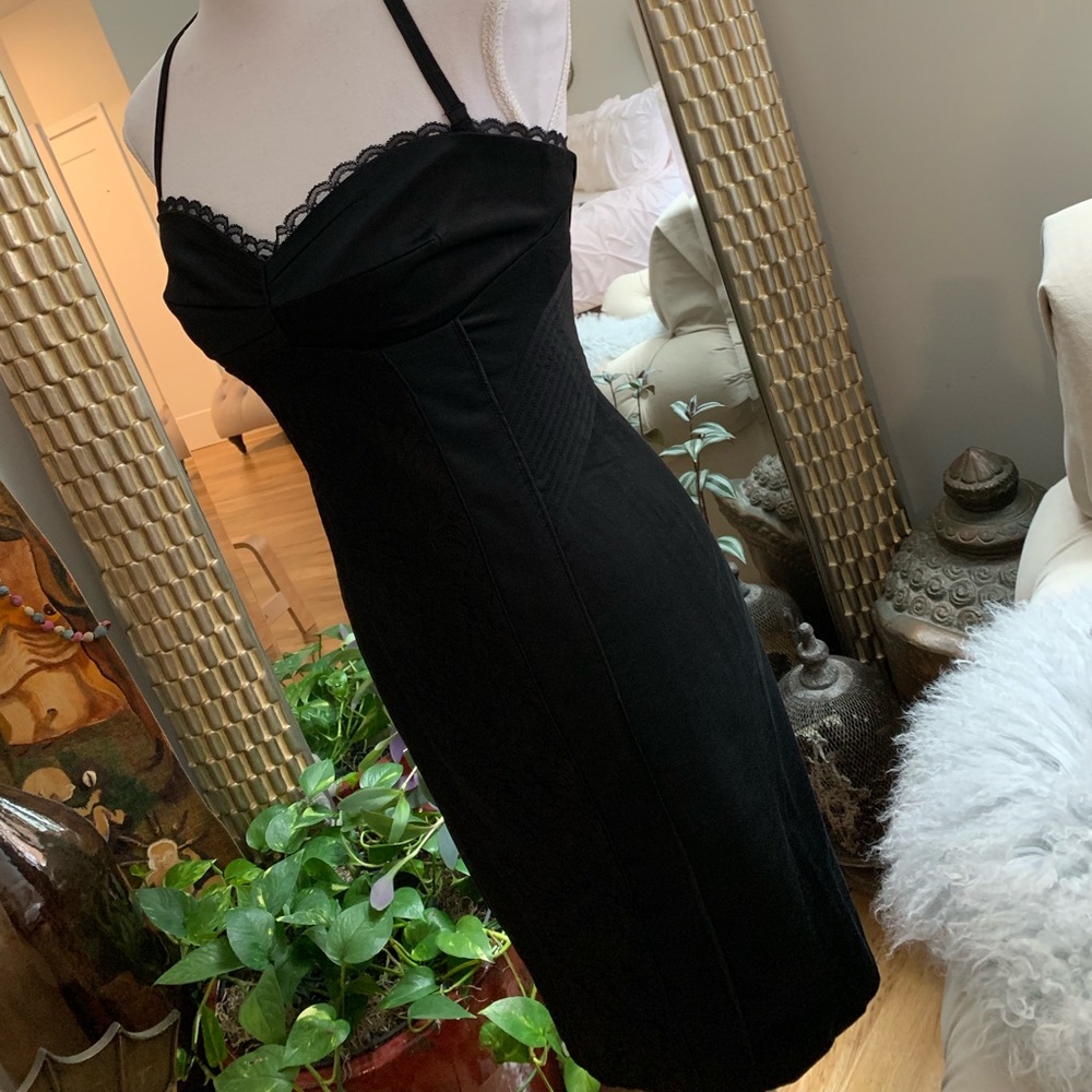 BEBE Elegant LBD strapless/halter hourglass dress - Picture 1 of 6